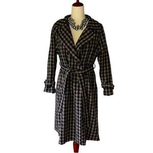 Nerazzurri Women’s S gorgeous Black and brown check long belted coat jacket